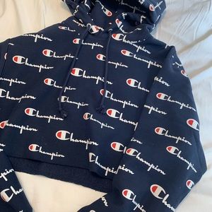 RARE CHAMPION cropped hoodie XSmall